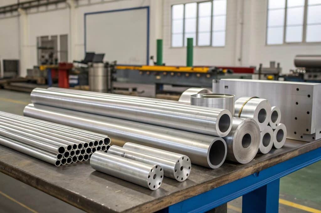 A graphic showing simplified illustrations of each of the four main forging types: open-die, closed-die, upset forging, and roll forging.